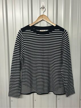 Lulu-B Blue White Striped Long Sleeve Sweater Coastal Preppy Nautical